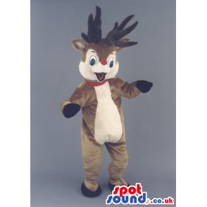 Rudolph It Reindeer Christmas Animal Mascot With Red Nose -