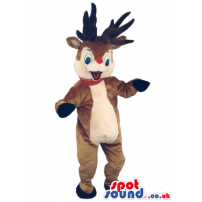 Rudolph It Reindeer Christmas Animal Mascot With Red Nose -