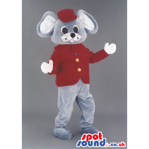 Grey Mouse Animal Mascot With A Red Jacket And A Cap - Custom