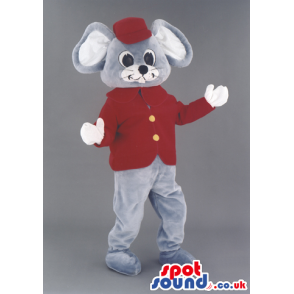 Grey Mouse Animal Mascot With A Red Jacket And A Cap - Custom