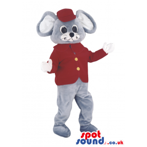 Grey Mouse Animal Mascot With A Red Jacket And A Cap - Custom