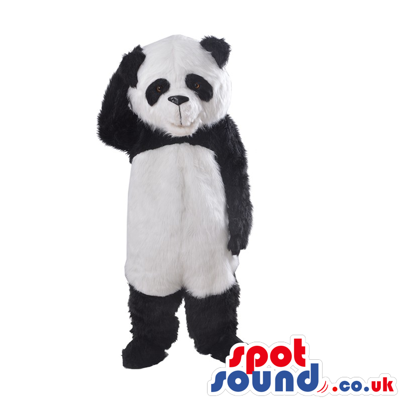 Customizable Hairy Black And White Panda Bear Animal Mascot -