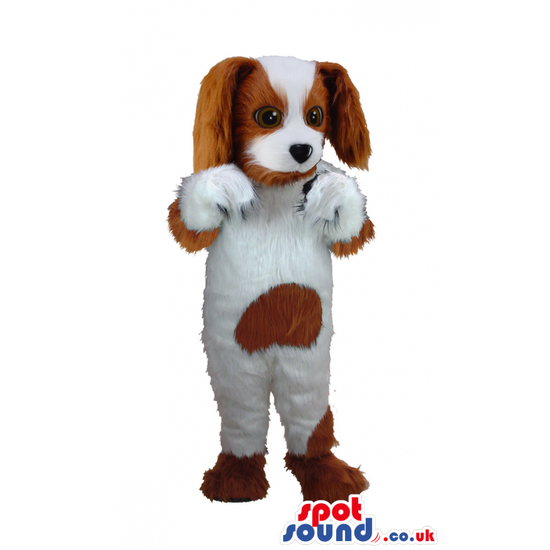 Customizable Plain White And Brown Dog Mascot And Long Ears -