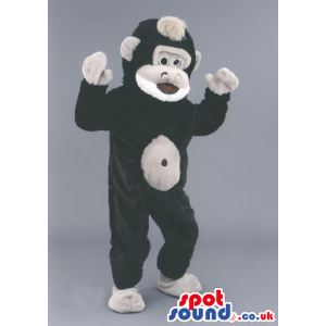 Plain Black Monkey Animal Mascot With Beige Belly And Hair -