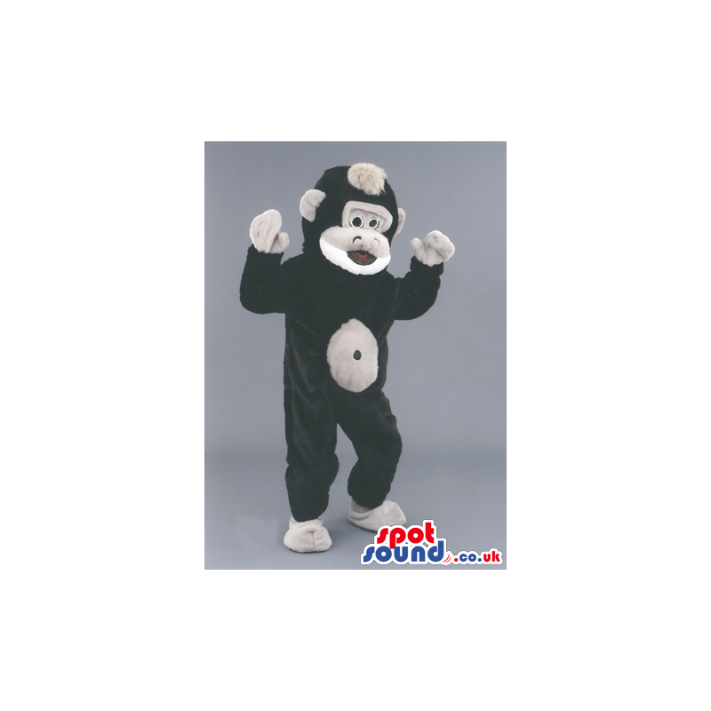 Plain Black Monkey Animal Mascot With Beige Belly And Hair -