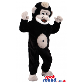 Plain Black Monkey Animal Mascot With Beige Belly And Hair -