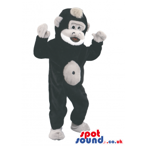 Plain Black Monkey Animal Mascot With Beige Belly And Hair -