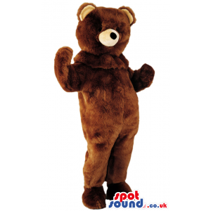 Plain And Customizable All Brown Bear Mascot With Beige Ears -