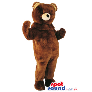 Plain And Customizable All Brown Bear Mascot With Beige Ears -