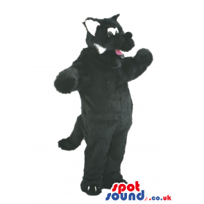 Customizable Hairy Black And White Cat Animal Mascot - Custom