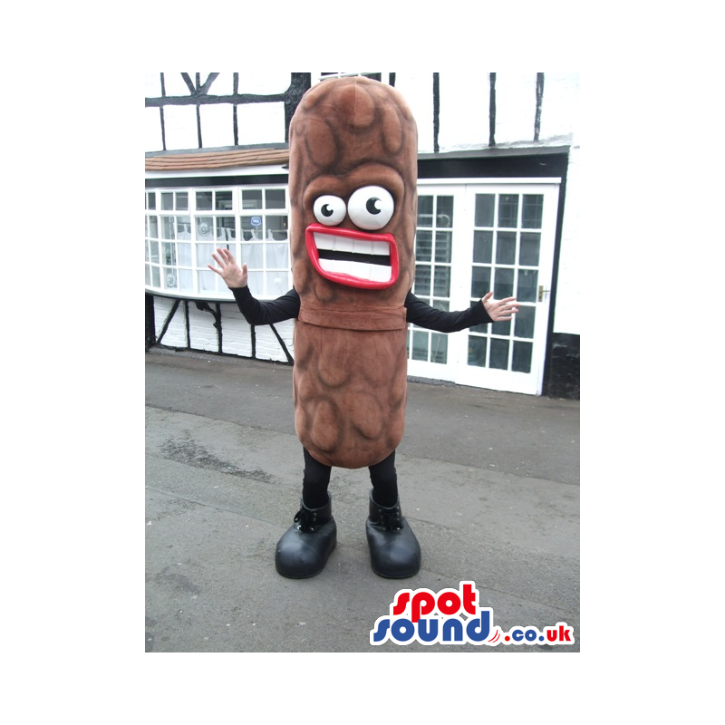 Pepperoni Stick Funny Food Mascot With Popping Eyes - Custom