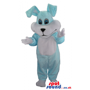 Blue And White Easter Bunny Animal Mascot With Bent Ears -