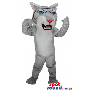Customizable Grey And White Lynx Wildlife Animal Mascot -