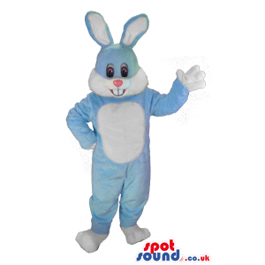 Blue Or Grey And White Easter Bunny Animal Mascot With Pink
