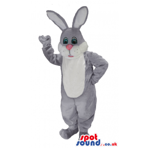Blue Or Grey And White Easter Bunny Animal Mascot With Pink