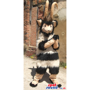 Black And White Antelope Animal Mascot With Curved Horns -