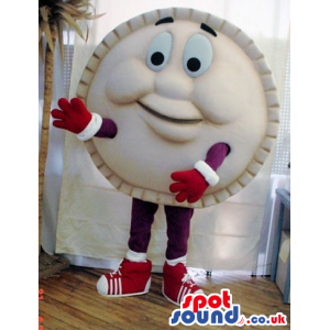 Customizable Pie Or Cake Mascot With Red And White Sneakers -