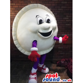 Customizable Pie Or Cake Mascot With Red And White Sneakers -