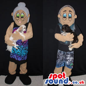 Customizable Grandma And Grandpa Human Mascots With Glasses -