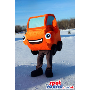 Original Orange Car Mascot With Funny Eyes And Mouth - Custom