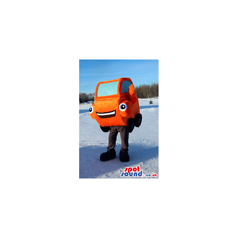 Original Orange Car Mascot With Funny Eyes And Mouth - Custom