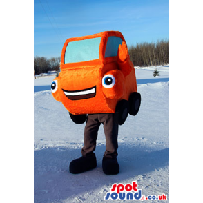 Original Orange Car Mascot With Funny Eyes And Mouth - Custom