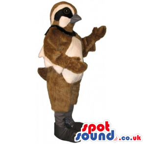 Customizable Brown And Beige Sparrow Bird Mascot With Black