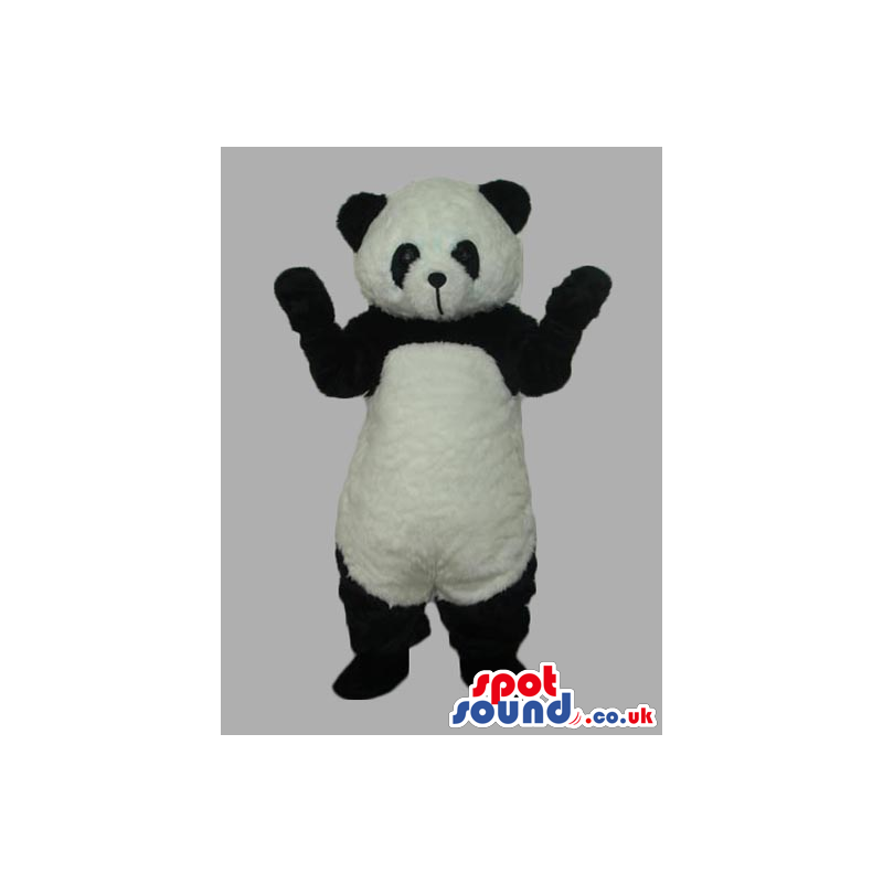 Plain Black And White Panda Bear Mascot With Closed Mouth -