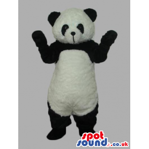 Plain Black And White Panda Bear Mascot With Closed Mouth -