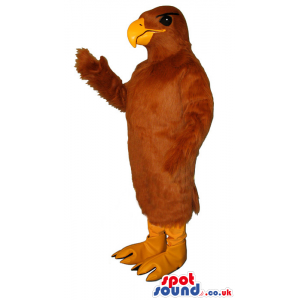 Brown Plain Customizable Bird Mascot With Orange Curved Beak -