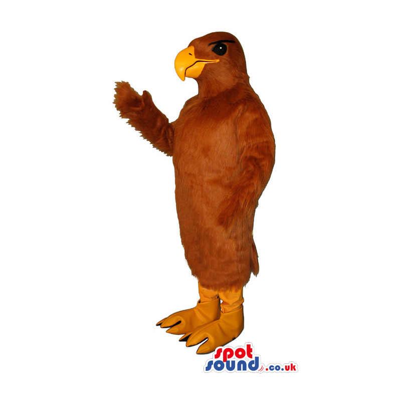 Brown Plain Customizable Bird Mascot With Orange Curved Beak -