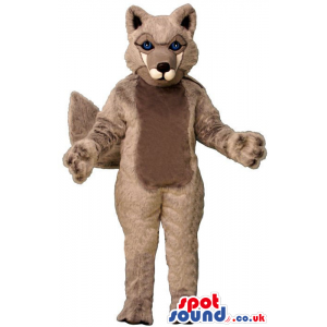 Grey Customizable Plain Wolf Animal Mascot With White Mouth -