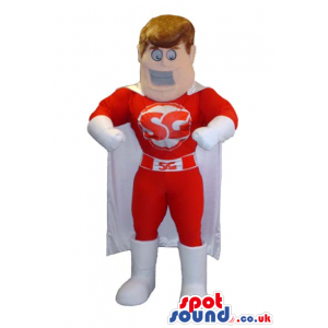 Red And White Customizable Super Hero Mascot With Cape - Custom