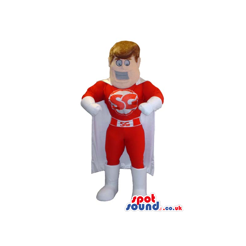 Red And White Customizable Super Hero Mascot With Cape - Custom