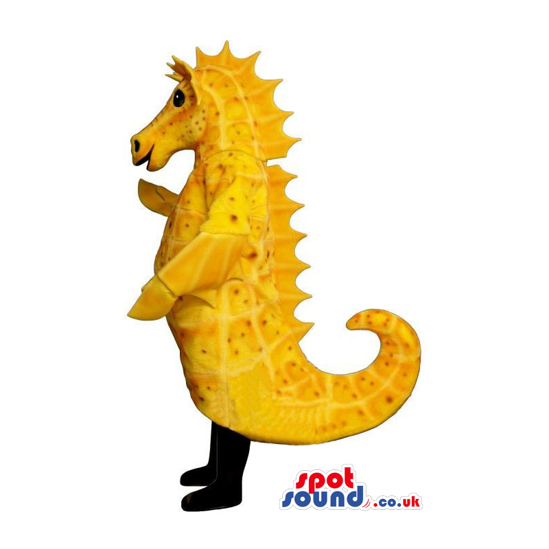 Yellow Customizable Seahorse Mascot With Wrapped Tail - Custom