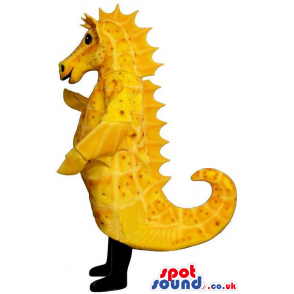 Yellow Customizable Seahorse Mascot With Wrapped Tail - Custom