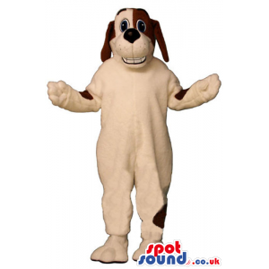 Brown And White Customizable Dog Animal Mascot With Teeth -