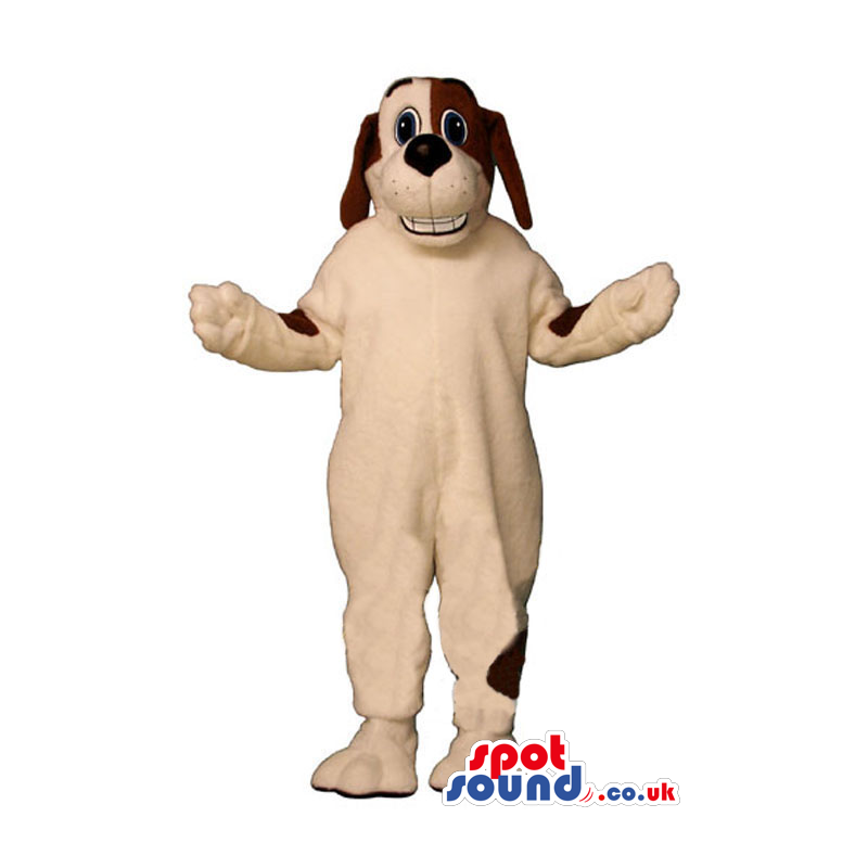 Brown And White Customizable Dog Animal Mascot With Teeth -