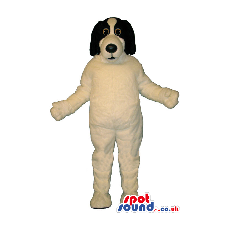 White Customizable Dog Animal Mascot With Black Ears And Face -