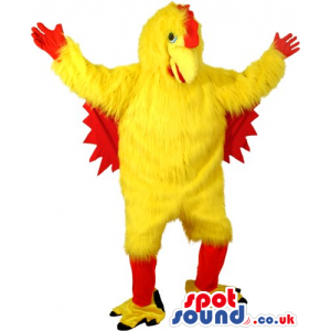 Customizable Yellow And Red Large Chicken Animal Mascot -