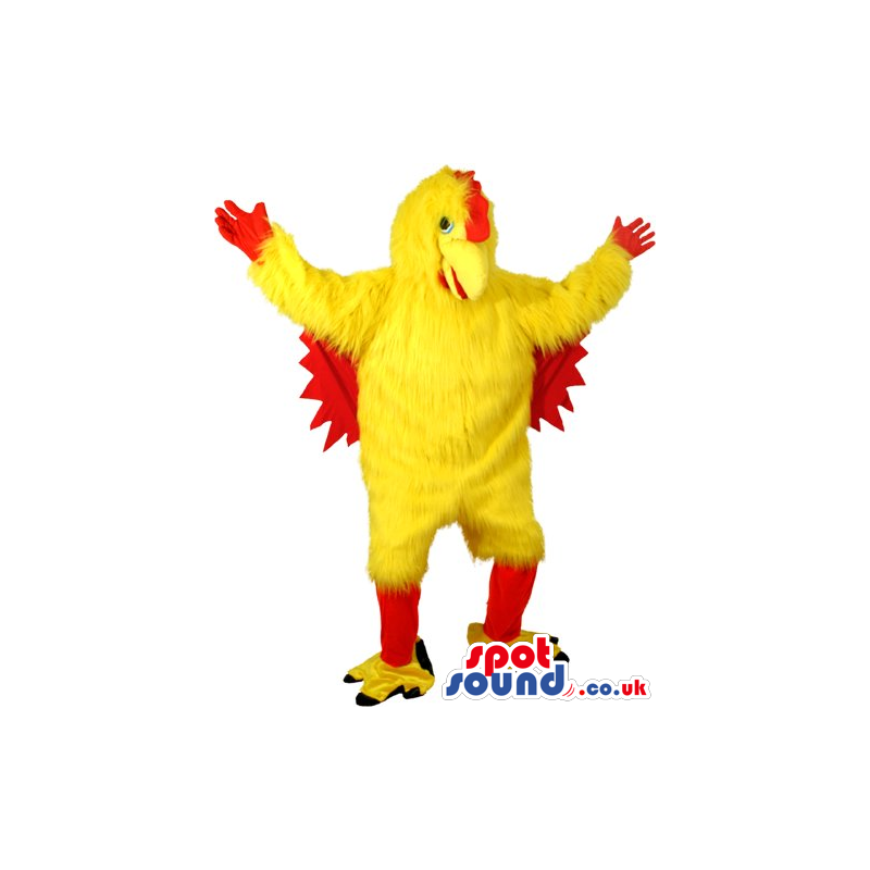 Customizable Yellow And Red Large Chicken Animal Mascot -