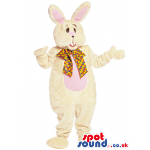 White Bunny Animal Mascot Wearing Elegant Garments - Custom