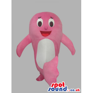 Plain Pink Customizable Fish Mascot With Funny Face - Custom