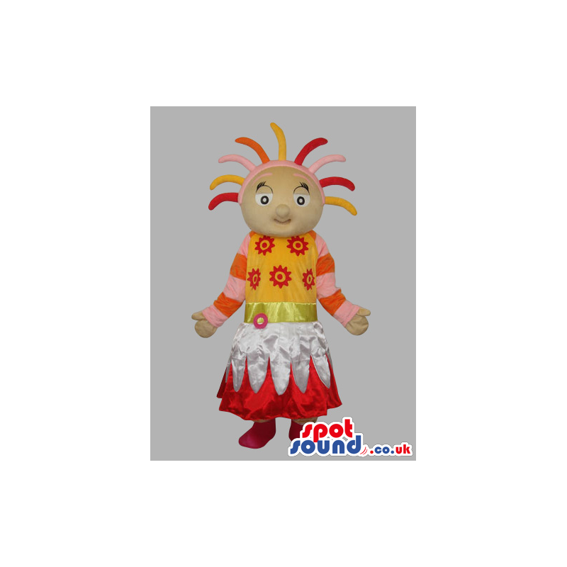 Fantasy Girl Mascot Wearing Colorful Clothes And Pointy Hair -