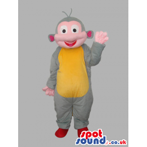 Grey, Yellow And Pink Fantasy Monkey Animal Mascot - Custom