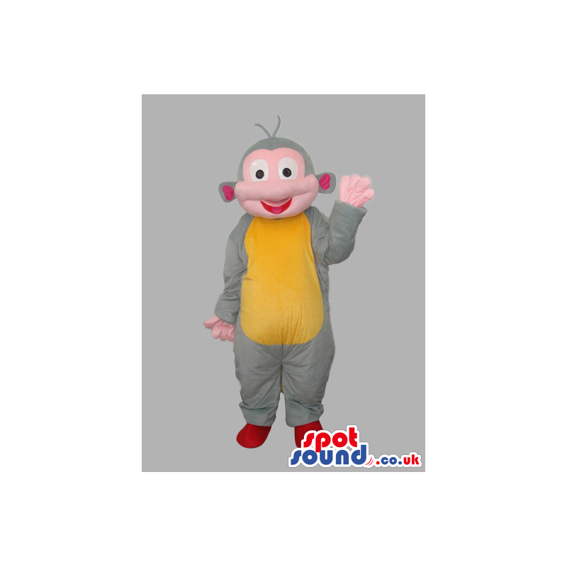 Grey, Yellow And Pink Fantasy Monkey Animal Mascot - Custom