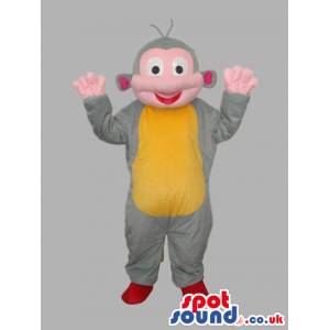 Grey, Yellow And Pink Fantasy Monkey Animal Mascot - Custom