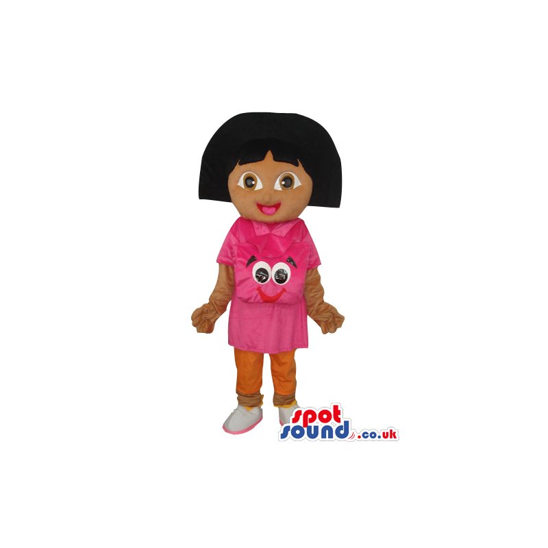 Dark Face Dora The Explorer Tv Series Girl Mascot With Face