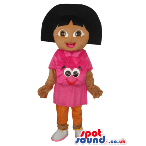 Dark Face Dora The Explorer Tv Series Girl Mascot With Face