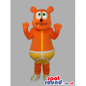 Orange Customizable Mascot Wearing Yellow Underwear - Custom